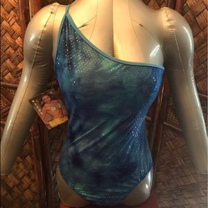 Sexy Ujena sparkly blue 1-piece swimsuit (NWT)